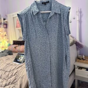 Blue Leopard Print Sleeveless Top